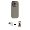 MARSİLYAN™- iPhone 13 Pro Max Kılıf Siluet Minimal Özel Seri - Siyah Bilvis Hayalet Cam Ekran Koruyucu + Pers Alüminyum Kamera Lens - LT
