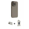 MARSİLYAN™- iPhone 13 Pro Max Kılıf Siluet Minimal Özel Seri - Siyah Bilvis Hayalet Cam Ekran Koruyucu + Rainbow Kamera Lens Koruma Cam - REGD