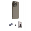 MARSİLYAN™- iPhone 13 Pro Max Kılıf Siluet Minimal Özel Seri - Siyah Bilvis Hayalet Cam Ekran Koruyucu + Renkli Kamera Lens Koruma Cam - MI