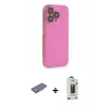 MARSİLYAN™- iPhone 13 Pro Max Kılıf Siluet Minimal Özel Seri - Siyah Bilvis Hayalet Cam Ekran Koruyucu + Renkli Kamera Lens Koruma Cam - PE