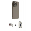 MARSİLYAN™- iPhone 13 Pro Max Kılıf Siluet Minimal Özel Seri - Siyah Bilvis Hayalet Cam Ekran Koruyucu + Rainbow Kamera Lens Koruma Cam - KI