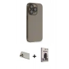 MARSİLYAN™- iPhone 13 Pro Max Kılıf Siluet Minimal Özel Seri - Siyah Bilvis Hayalet Cam Ekran Koruyucu + Rainbow Kamera Lens Koruma Cam - REGD