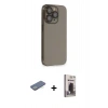 MARSİLYAN™- iPhone 13 Pro Max Kılıf Siluet Minimal Özel Seri - Siyah Bilvis Hayalet Cam Ekran Koruyucu + Renkli Kamera Lens Koruma Cam - YL