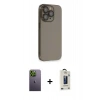 MARSİLYAN™- iPhone 13 Pro Max Kılıf Siluet Minimal Özel Seri - Siyah Bilvis Hayalet Cam Ekran Koruyucu + Yeşil Neon Fosforlu Kamera Lens