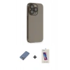 MARSİLYAN™- iPhone 13 Pro Max Kılıf Siluet Minimal Özel Seri - Siyah Joko 5D Cam + Açık Yeşil Metal Kamera Lens Koruma Cam