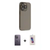MARSİLYAN™- iPhone 13 Pro Max Kılıf Siluet Minimal Özel Seri - Siyah Joko 5D Cam + Neon Fosforlu Kamera Lens - BZ