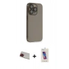 MARSİLYAN™- iPhone 13 Pro Max Kılıf Siluet Minimal Özel Seri - Siyah Joko 5D Cam + Rainbow Kamera Lens Koruma Cam - KI
