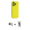 MARSİLYAN™- iPhone 13 Pro Max Kılıf Siluet Minimal Özel Seri - Siyah Joko 5D Cam + Rainbow Kamera Lens Koruma Cam - KI