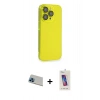 MARSİLYAN™- iPhone 13 Pro Max Kılıf Siluet Minimal Özel Seri - Siyah Joko 5D Cam + Mavi Rainbow Kamera Lens Koruma Cam