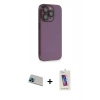 MARSİLYAN™- iPhone 13 Pro Max Kılıf Siluet Minimal Özel Seri - Siyah Joko 5D Cam + Mavi Rainbow Kamera Lens Koruma Cam