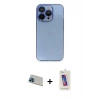 MARSİLYAN™- iPhone 13 Pro Max Kılıf Siluet Minimal Özel Seri - Siyah Joko 5D Cam + Mavi Rainbow Kamera Lens Koruma Cam