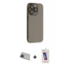 MARSİLYAN™- iPhone 13 Pro Max Kılıf Siluet Minimal Özel Seri - Siyah Joko 5D Cam + Mavi Rainbow Kamera Lens Koruma Cam