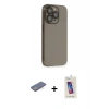 MARSİLYAN™- iPhone 13 Pro Max Kılıf Siluet Minimal Özel Seri - Siyah Joko 5D Cam + Renkli Kamera Lens Koruma Cam - MI