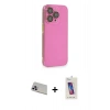MARSİLYAN™- iPhone 13 Pro Max Kılıf Siluet Minimal Özel Seri - Siyah Joko 5D Cam + Mor Rainbow Kamera Lens Koruma Cam