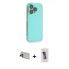 MARSİLYAN™- iPhone 13 Pro Max Kılıf Siluet Minimal Özel Seri - Siyah Joko 5D Cam + Mor Rainbow Kamera Lens Koruma Cam