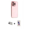 MARSİLYAN™- iPhone 13 Pro Max Kılıf Siluet Minimal Özel Seri - Siyah Joko 5D Cam + Mor Rainbow Kamera Lens Koruma Cam