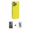 MARSİLYAN™- iPhone 13 Pro Max Kılıf Siluet Minimal Özel Seri - Siyah Joko 5D Cam + Neon Fosforlu Kamera Lens - YL