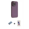MARSİLYAN™- iPhone 13 Pro Max Kılıf Siluet Minimal Özel Seri - Siyah Joko 5D Cam + Pembe Shine Kamera Lens Koruma Cam