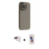 MARSİLYAN™- iPhone 13 Pro Max Kılıf Siluet Minimal Özel Seri - Siyah Joko 5D Cam + Pers Alüminyum Kamera Lens - GI