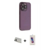 MARSİLYAN™- iPhone 13 Pro Max Kılıf Siluet Minimal Özel Seri - Siyah Joko 5D Cam + Rainbow Kamera Lens Koruma Cam - BZ