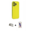 MARSİLYAN™- iPhone 13 Pro Max Kılıf Siluet Minimal Özel Seri - Siyah Joko 5D Cam + Rainbow Kamera Lens Koruma Cam - REGD