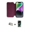 MARSİLYAN™- iPhone 13 Pro Max Kılıf Siluet Minimal Serisi - Şeffaf 360 Full Body Arka Koruyucu + Mor Rainbow Kamera Lens Koruma Cam