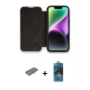 MARSİLYAN™- iPhone 13 Pro Max Kılıf Siluet Minimal Serisi - Siyah 18D Cam Ekran Koruyucu + Mavi Renkli Kamera Lens Koruma Cam