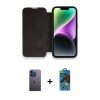 MARSİLYAN™- iPhone 13 Pro Max Kılıf Siluet Minimal Serisi - Siyah 18D Cam Ekran Koruyucu + Neon Fosforlu Kamera Lens - MI