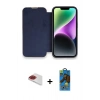 MARSİLYAN™- iPhone 13 Pro Max Kılıf Siluet Minimal Serisi - Siyah 18D Cam Ekran Koruyucu + Pers Alüminyum Kamera Lens - KI