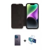 MARSİLYAN™- iPhone 13 Pro Max Kılıf Siluet Minimal Serisi - Siyah 3D Antistatik Cam Ekran Koruyucu + Neon Fosforlu Kamera Lens - MI