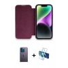 MARSİLYAN™- iPhone 13 Pro Max Kılıf Siluet Minimal Serisi - Siyah 3D Antistatik Cam Ekran Koruyucu + Neon Fosforlu Kamera Lens - MI