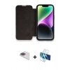 MARSİLYAN™- iPhone 13 Pro Max Kılıf Siluet Minimal Serisi - Siyah 3D Antistatik Cam Ekran Koruyucu + Pers Alüminyum Kamera Lens - GI