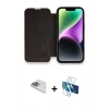 MARSİLYAN™- iPhone 13 Pro Max Kılıf Siluet Minimal Serisi - Siyah 3D Antistatik Cam Ekran Koruyucu + Pers Alüminyum Kamera Lens - SABE