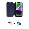MARSİLYAN™- iPhone 13 Pro Max Kılıf Siluet Minimal Serisi - Siyah 3D Antistatik Cam Ekran Koruyucu + Pers Alüminyum Kamera Lens - KI