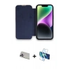 MARSİLYAN™- iPhone 13 Pro Max Kılıf Siluet Minimal Serisi - Siyah 3D Antistatik Cam Ekran Koruyucu + Rainbow Kamera Lens Koruma Cam - MR