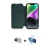 MARSİLYAN™- iPhone 13 Pro Max Kılıf Siluet Minimal Serisi - Siyah 3D Antistatik Cam Ekran Koruyucu + Rainbow Kamera Lens Koruma Cam - KI