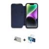 MARSİLYAN™- iPhone 13 Pro Max Kılıf Siluet Minimal Serisi - Siyah 3D Antistatik Cam Ekran Koruyucu + Rainbow Kamera Lens Koruma Cam - BZ