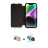 MARSİLYAN™- iPhone 13 Pro Max Kılıf Siluet Minimal Serisi - Siyah 3D Antistatik Cam Ekran Koruyucu + Rainbow Kamera Lens Koruma Cam - BZ