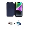 MARSİLYAN™- iPhone 13 Pro Max Kılıf Siluet Minimal Serisi - Siyah 3D Antistatik Cam Ekran Koruyucu + Rainbow Kamera Lens Koruma Cam - KI