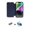 MARSİLYAN™- iPhone 13 Pro Max Kılıf Siluet Minimal Serisi - Siyah 3D Antistatik Cam Ekran Koruyucu + Renkli Kamera Lens Koruma Cam - SI