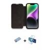 MARSİLYAN™- iPhone 13 Pro Max Kılıf Siluet Minimal Serisi - Siyah 3D Antistatik Cam Ekran Koruyucu + Shine Kamera Lens Koruma Cam - MI