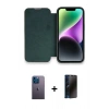 MARSİLYAN™- iPhone 13 Pro Max Kılıf Siluet Minimal Serisi - Siyah 3D Antistatik Hayalet Cam Ekran Koruyucu + Neon Fosforlu Kamera Lens - MI