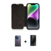 MARSİLYAN™- iPhone 13 Pro Max Kılıf Siluet Minimal Serisi - Siyah 3D Antistatik Hayalet Cam Ekran Koruyucu + Neon Fosforlu Kamera Lens - MI