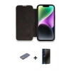 MARSİLYAN™- iPhone 13 Pro Max Kılıf Siluet Minimal Serisi - Siyah 3D Antistatik Hayalet Cam Ekran Koruyucu + Renkli Kamera Lens Koruma Cam - PE