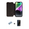 MARSİLYAN™- iPhone 13 Pro Max Kılıf Siluet Minimal Serisi - Siyah 3D Antistatik Hayalet Cam Ekran Koruyucu + Shine Kamera Lens Koruma Cam - MI