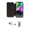 MARSİLYAN™- iPhone 13 Pro Max Kılıf Siluet Minimal Serisi - Siyah Bilvis 3D Cam Ekran Koruyucu + Gökkuşağı Pers Alüminyum Kamera Lens