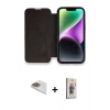 MARSİLYAN™- iPhone 13 Pro Max Kılıf Siluet Minimal Serisi - Siyah Bilvis 3D Cam Ekran Koruyucu + Gold Pers Alüminyum Kamera Lens