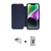 MARSİLYAN™- iPhone 13 Pro Max Kılıf Siluet Minimal Serisi - Siyah Bilvis 3D Cam Ekran Koruyucu + Gold Pers Alüminyum Kamera Lens