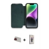 MARSİLYAN™- iPhone 13 Pro Max Kılıf Siluet Minimal Serisi - Siyah Bilvis 3D Cam Ekran Koruyucu + Rainbow Kamera Lens Koruma Cam - KI