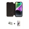 MARSİLYAN™- iPhone 13 Pro Max Kılıf Siluet Minimal Serisi - Siyah Bilvis 3D Mat Cam Ekran Koruyucu + Beyaz Rainbow Kamera Lens Koruma Cam